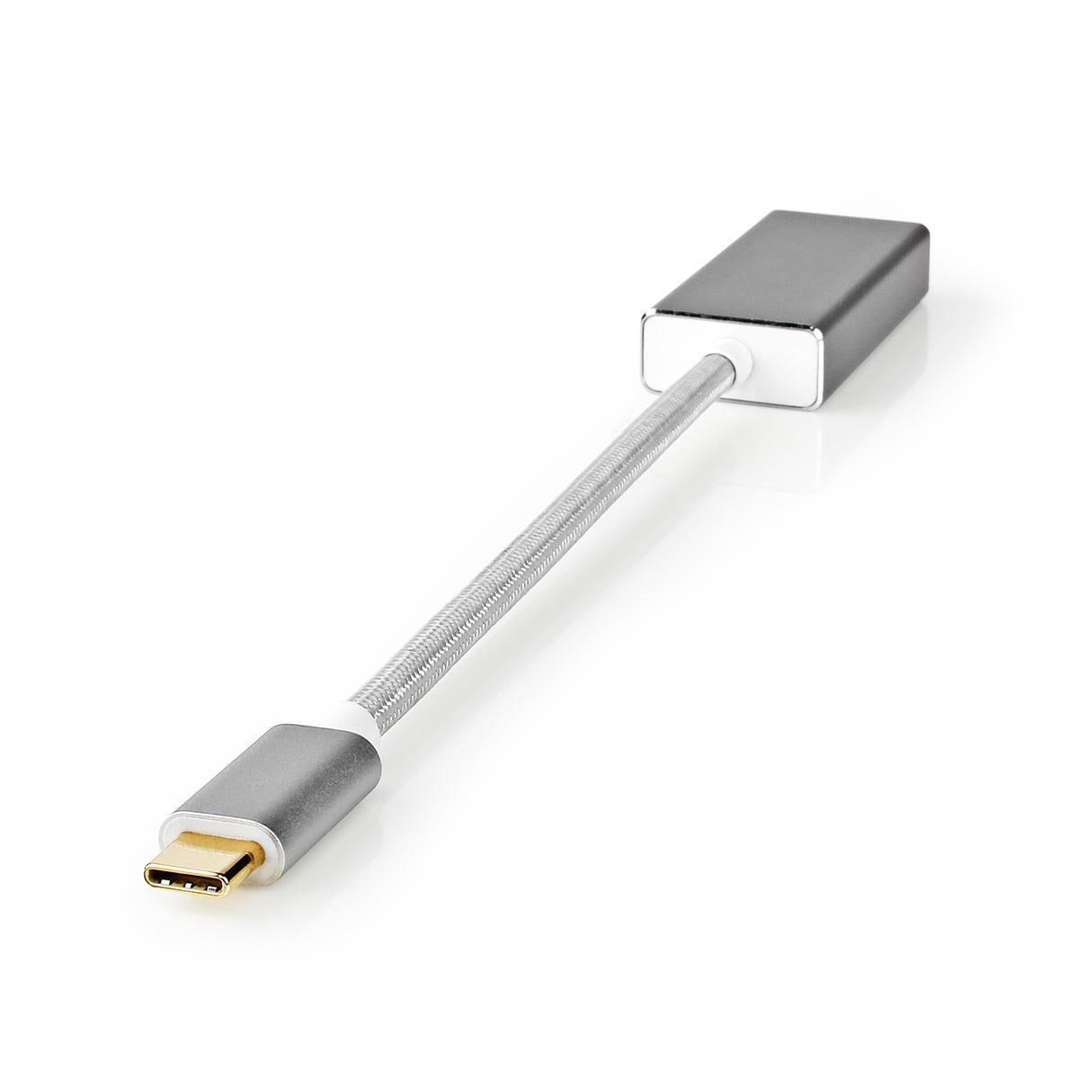 USB-C™ Adapter | USB 3.2 Gen 1 | USB-C™ Stecker | Mini DisplayPort Buchse | 0.20 m | Rund | Vergoldet | Geflochten / Nylon | Silber | Verpackung mit Sichtfenster