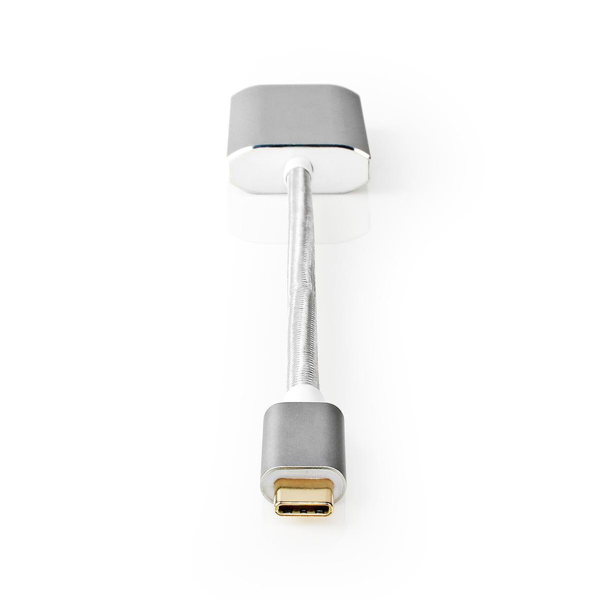 USB-C™ Adapter | USB 3.2 Gen 1 | USB-C™ Stecker | Mini DisplayPort Buchse | Power delivery | 0.20 m | Rund | Vergoldet | Geflochten / Nylon | Silber | Verpackung mit Sichtfenster