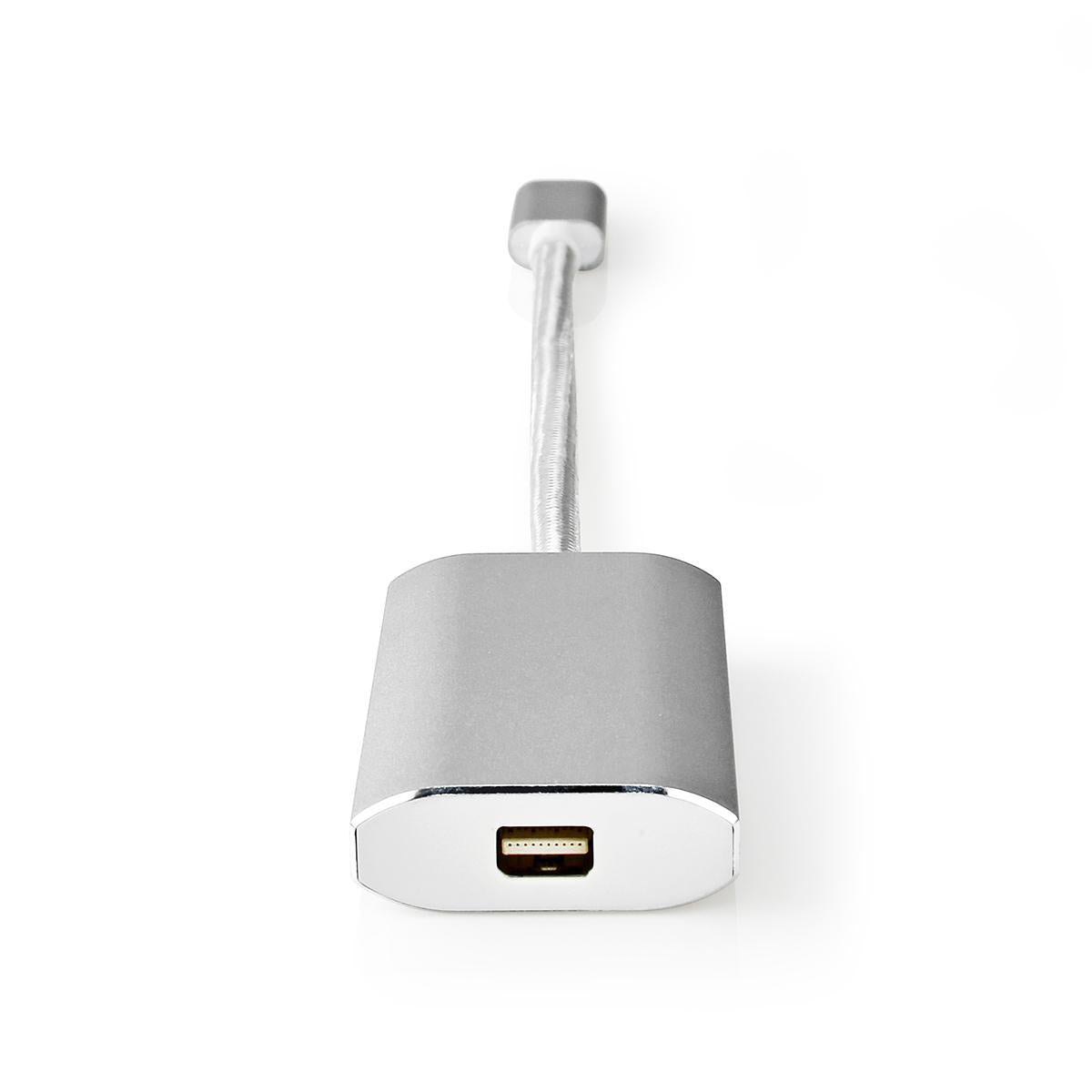 USB-C™ Adapter | USB 3.2 Gen 1 | USB-C™ Stecker | Mini DisplayPort Buchse | Power delivery | 0.20 m | Rund | Vergoldet | Geflochten / Nylon | Silber | Verpackung mit Sichtfenster