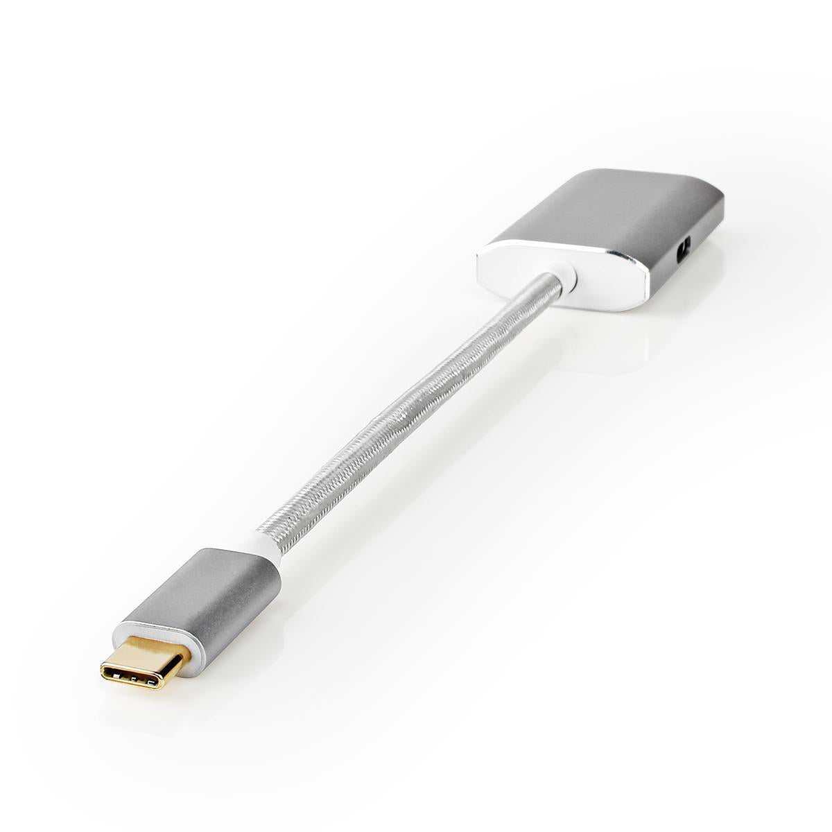 USB-C™ Adapter | USB 3.2 Gen 1 | USB-C™ Stecker | Mini DisplayPort Buchse | Power delivery | 0.20 m | Rund | Vergoldet | Geflochten / Nylon | Silber | Verpackung mit Sichtfenster