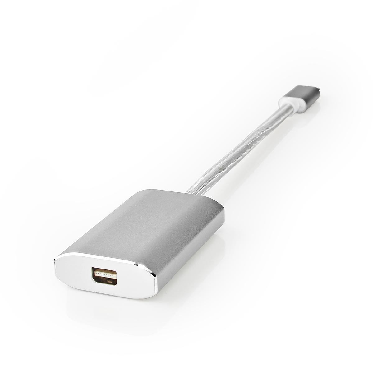 USB-C™ Adapter | USB 3.2 Gen 1 | USB-C™ Stecker | Mini DisplayPort Buchse | Power delivery | 0.20 m | Rund | Vergoldet | Geflochten / Nylon | Silber | Verpackung mit Sichtfenster