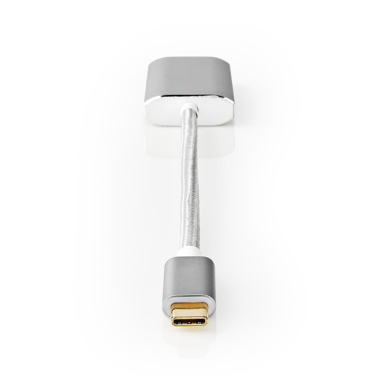 USB-C™ Adapter | USB 3.2 Gen 1 | USB-C™ Stecker | HDMI™ Buchse | 4K@60Hz | Power delivery | 0.20 m | Rund | Vergoldet | Geflochten / Nylon | Silber | Verpackung mit Sichtfenster