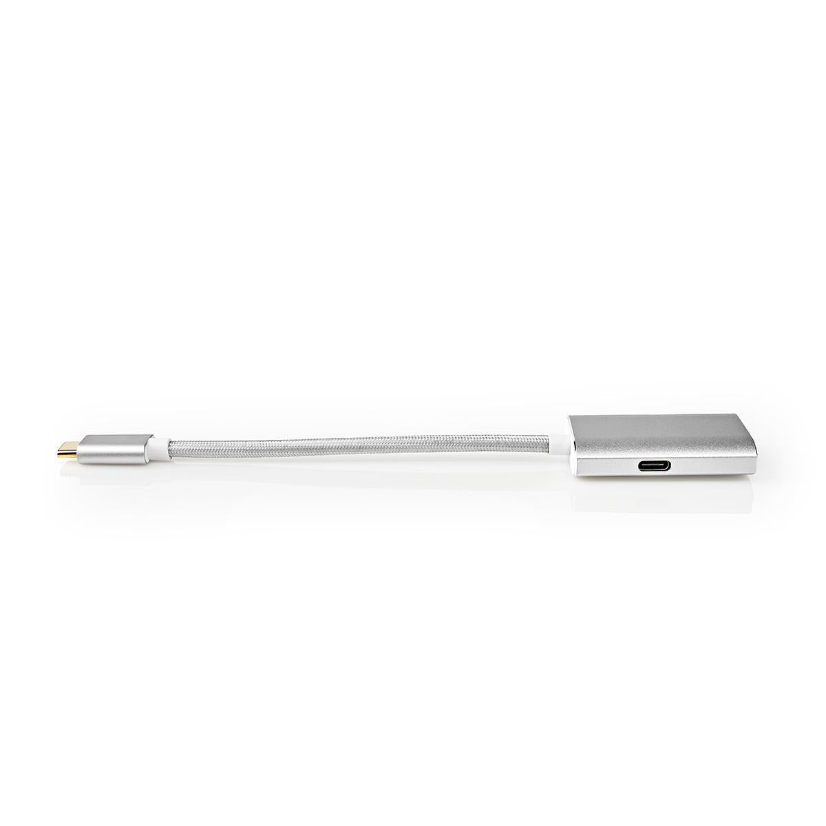 USB-C™ Adapter | USB 3.2 Gen 1 | USB-C™ Stecker | HDMI™ Buchse | 4K@60Hz | Power delivery | 0.20 m | Rund | Vergoldet | Geflochten / Nylon | Silber | Verpackung mit Sichtfenster