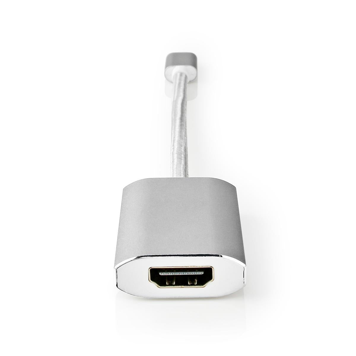 USB-C™ Adapter | USB 3.2 Gen 1 | USB-C™ Stecker | HDMI™ Buchse | 4K@60Hz | Power delivery | 0.20 m | Rund | Vergoldet | Geflochten / Nylon | Silber | Verpackung mit Sichtfenster