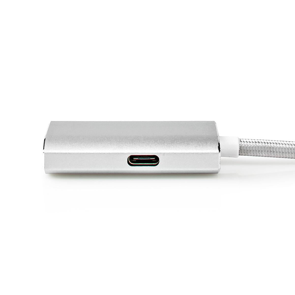 USB-C™ Adapter | USB 3.2 Gen 1 | USB-C™ Stecker | HDMI™ Buchse | 4K@60Hz | Power delivery | 2.00 m | Rund | Vergoldet | Geflochten / Nylon | Silber | Verpackung mit Sichtfenster