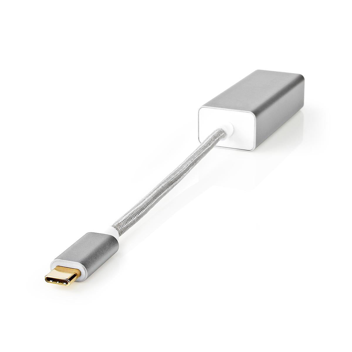 USB-Netzwerkadapter | USB 3.2 Gen 1 | 1 Gbps | USB-C™ Stecker | RJ45 Buchse | 0.20 m | Rund | Vergoldet | Verzinntes Kupfer | Silber | Verpackung mit Sichtfenster