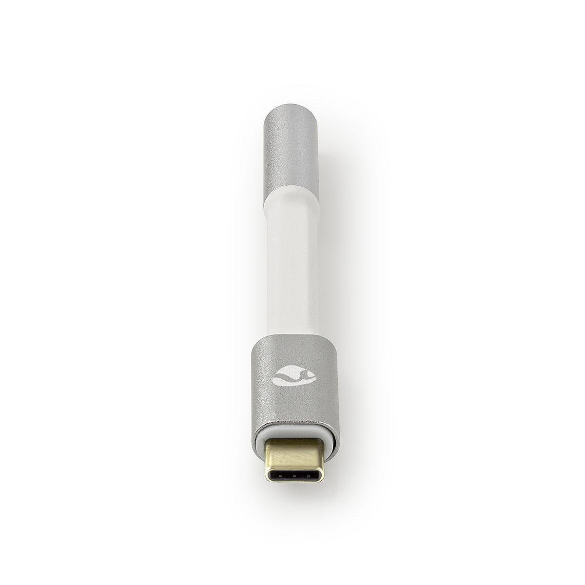 USB-C™ Adapter | USB 2.0 | USB-C™ Stecker | 3.5 mm Buchse | 0.08 m | Rund | Vergoldet | Geflochten / Nylon | Silber / Weiss | Verpackung mit Sichtfenster