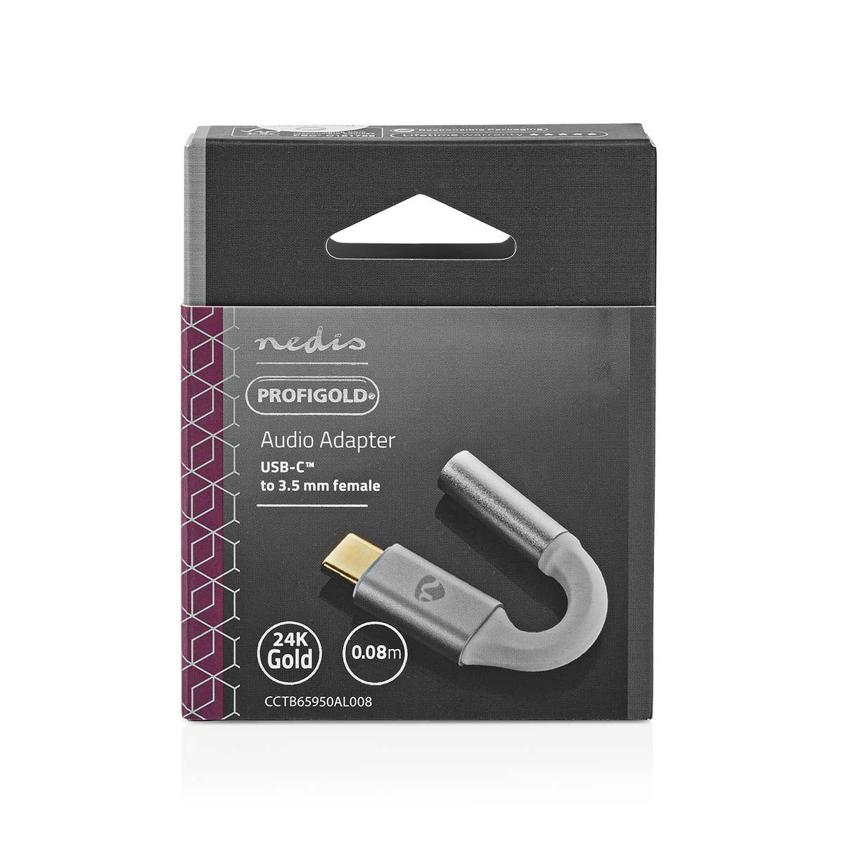USB-C™ Adapter | USB 2.0 | USB-C™ Stecker | 3.5 mm Buchse | 0.08 m | Rund | Vergoldet | Geflochten / Nylon | Silber / Weiss | Verpackung mit Sichtfenster