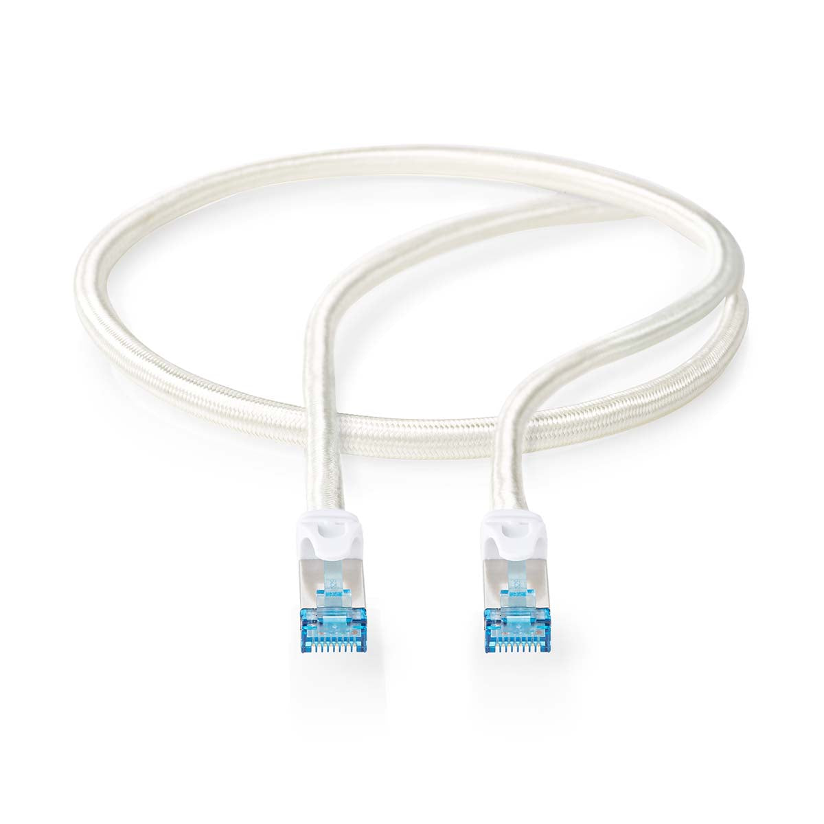 CAT6a-Netzwerkkabel | S/FTP | RJ45 Stecker | RJ45 Stecker | 0.50 m | Snagless | Rund | Geflochten / PVC | Silber | Verpackung mit Sichtfenster