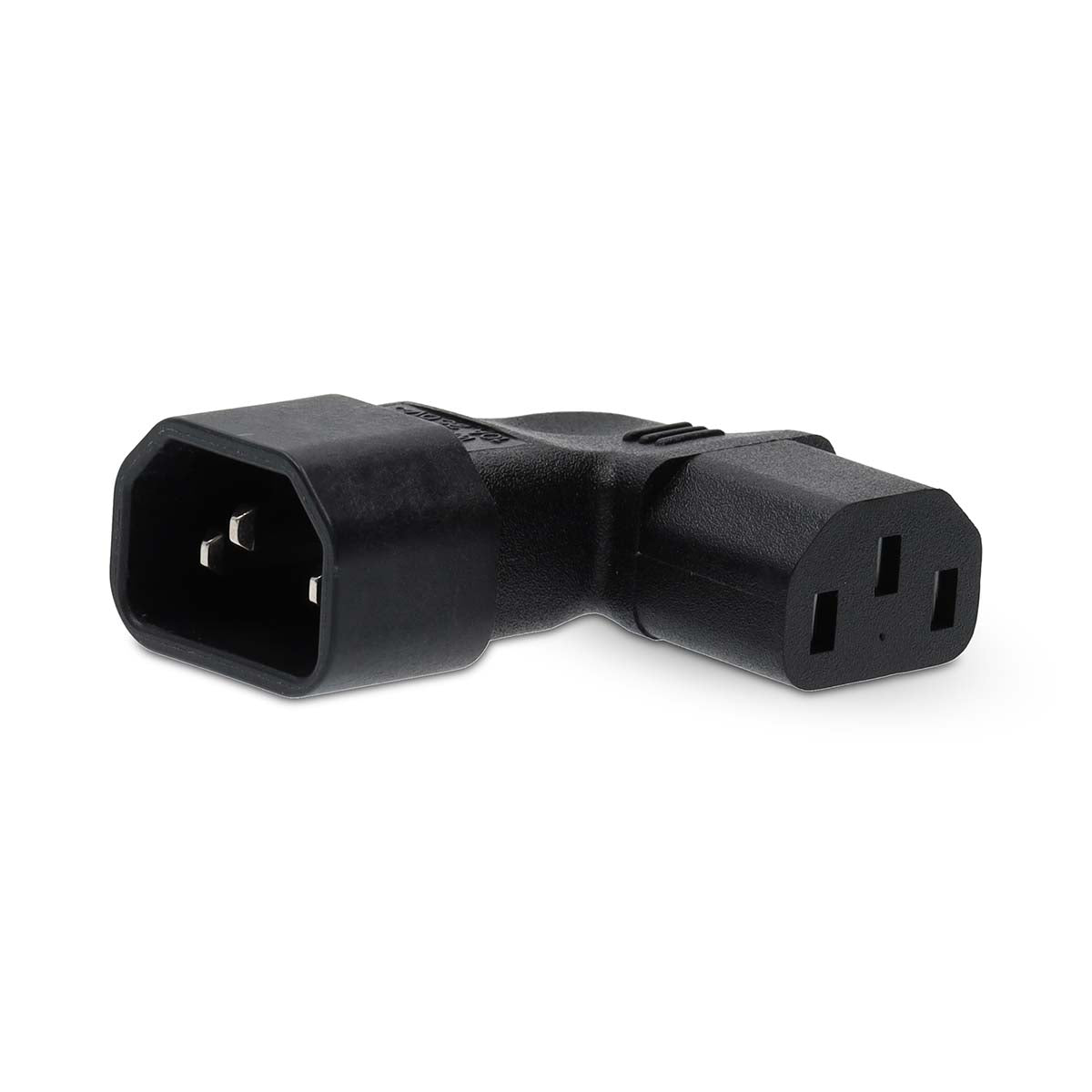 Extension Plug | IEC-320-C13 | IEC-320-C14 | Rechts abgewinkelt | Vernickelt | PVC | Schwarz | Box | 1 Stück