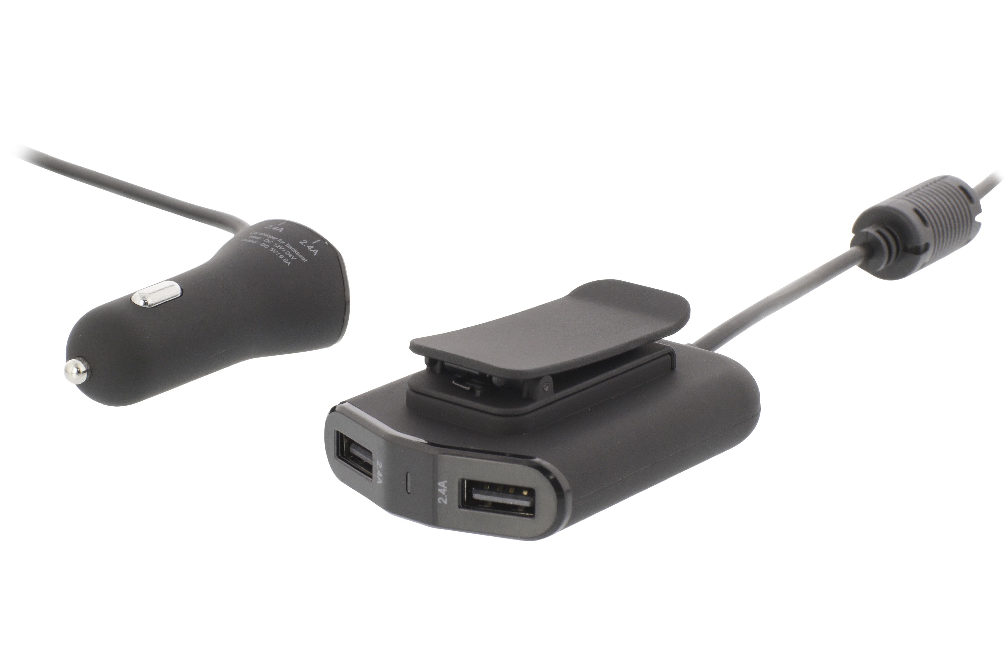 Auto-Ladegerät 4-Ausgänge 9.6 A USB Schwarz