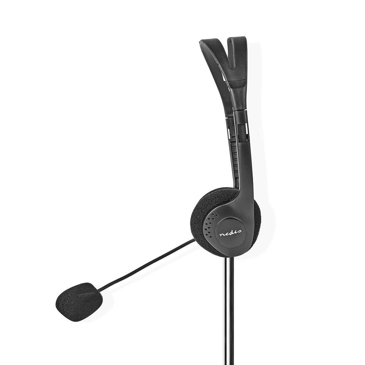 PC-Headset | Auf Ohr | Stereo | 2x 3.5 mm | Klappbarer Mikrofon | Schwarz