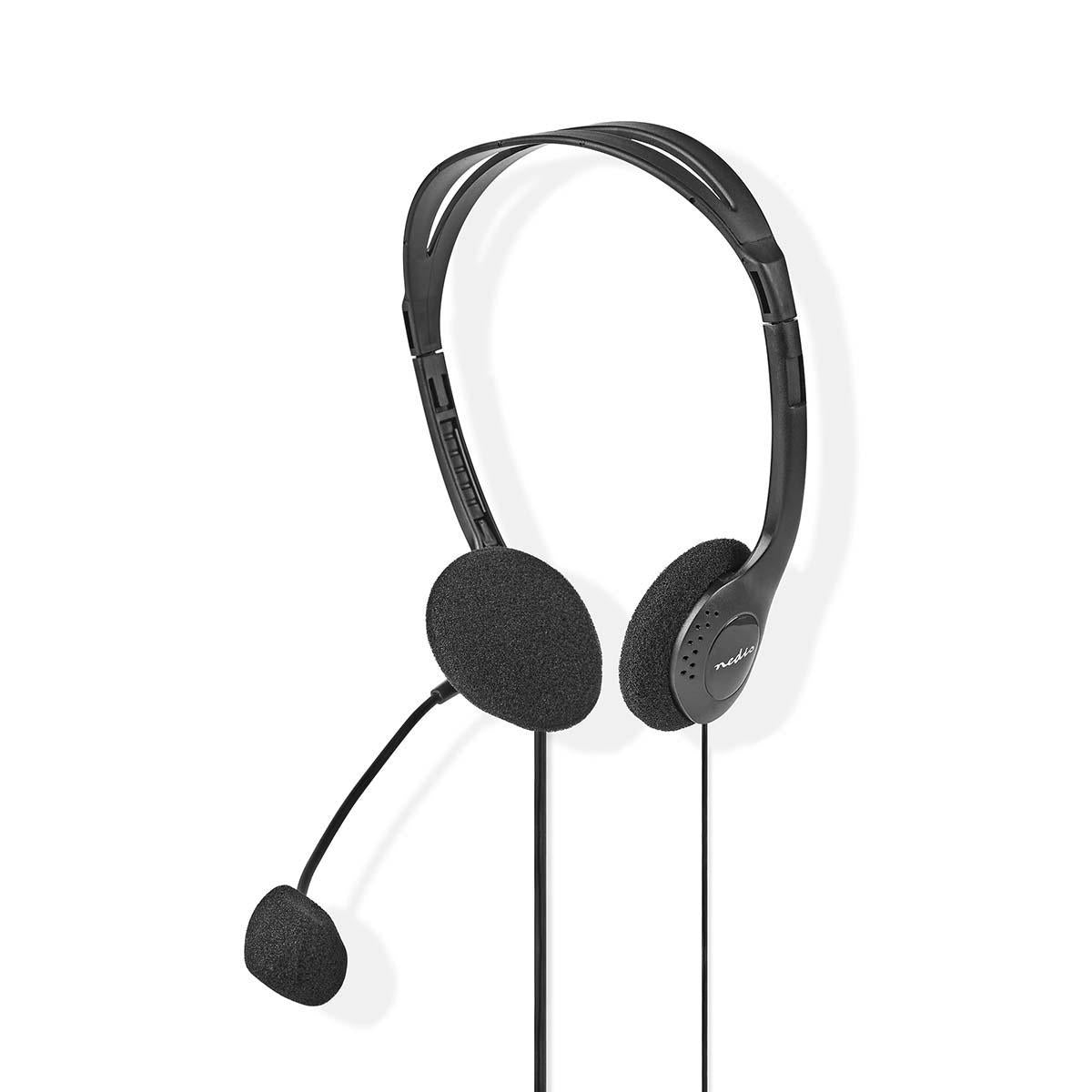 PC-Headset | Auf Ohr | Stereo | 2x 3.5 mm | Klappbarer Mikrofon | Schwarz