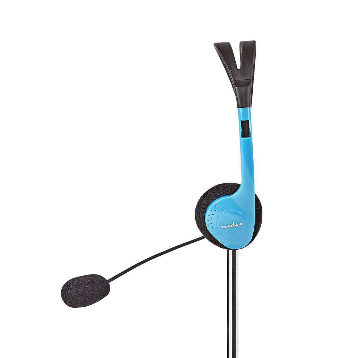 PC-Headset | Auf Ohr | Stereo | 2x 3.5 mm | Klappbarer Mikrofon | Blau