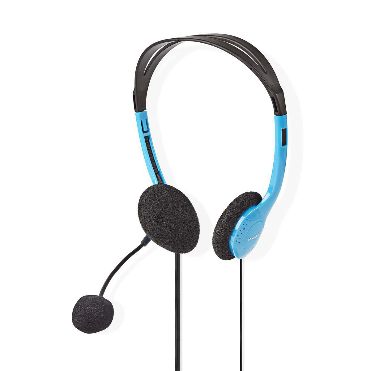 PC-Headset | Auf Ohr | Stereo | 2x 3.5 mm | Klappbarer Mikrofon | Blau