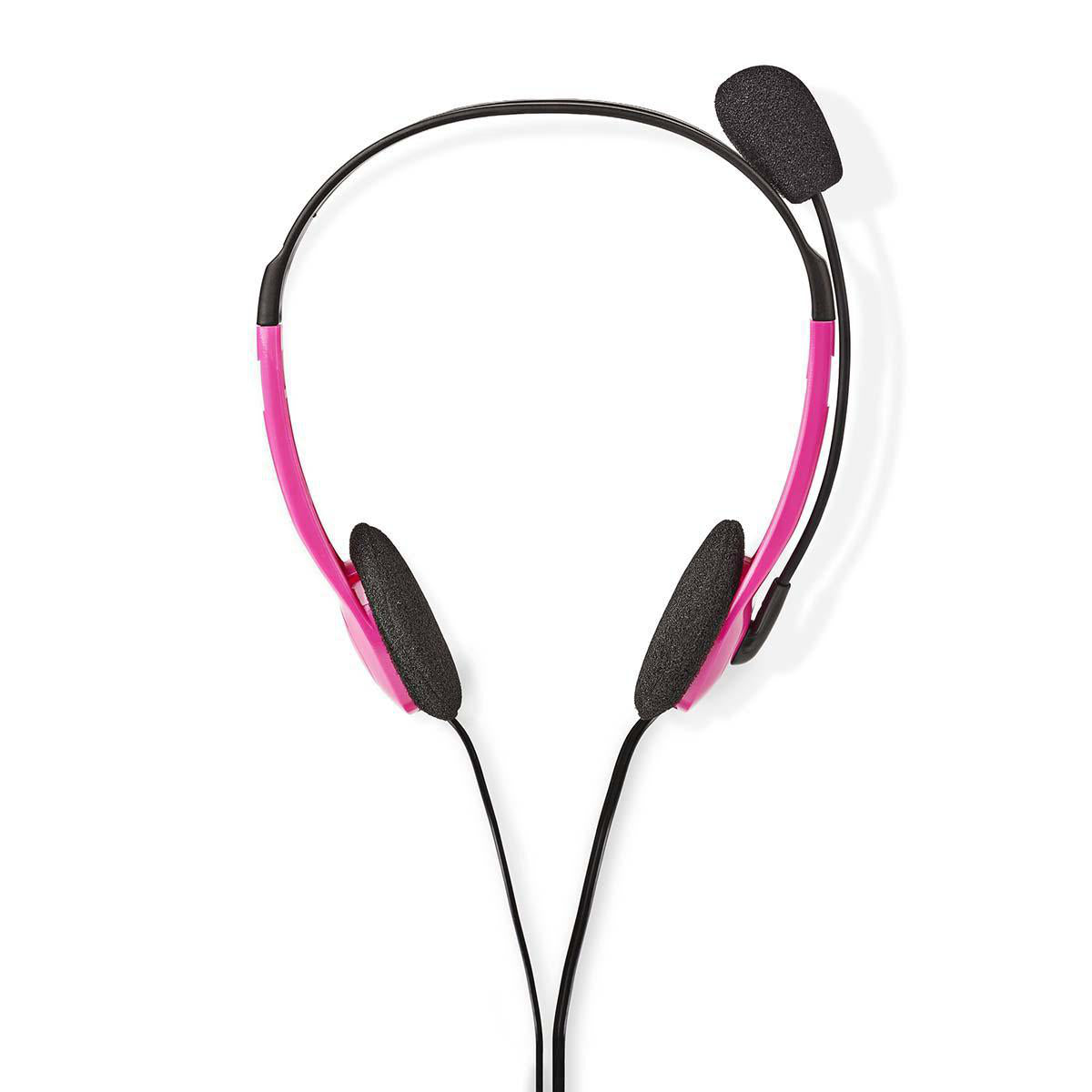 PC-Headset | Auf Ohr | Stereo | 2x 3.5 mm | Klappbarer Mikrofon | Pink