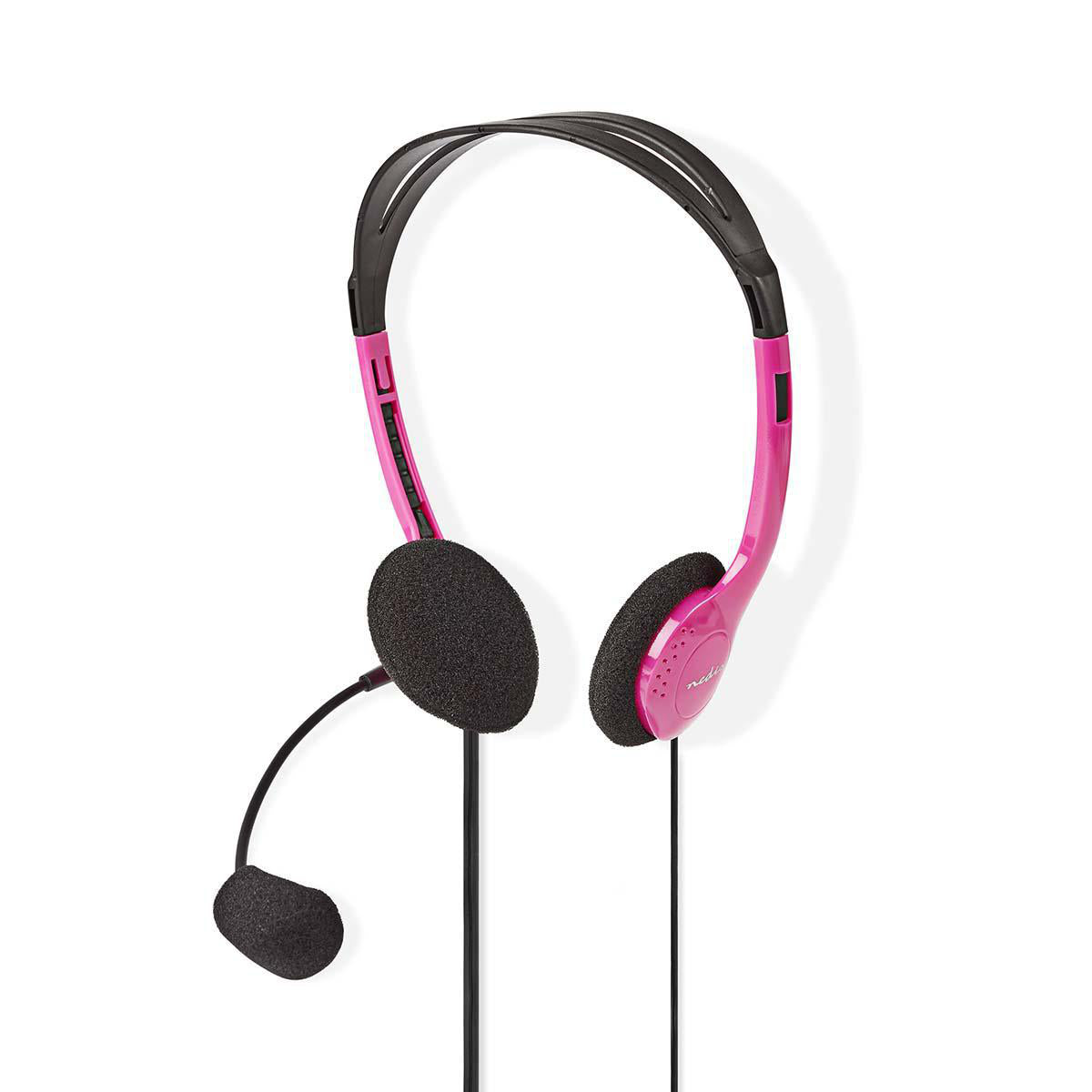 PC-Headset | Auf Ohr | Stereo | 2x 3.5 mm | Klappbarer Mikrofon | Pink