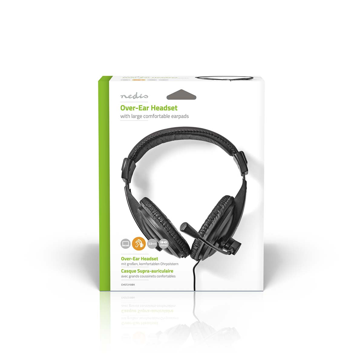 PC-Headset | Über Ohr | Stereo | 1x 3.5 mm / 2x 3.5 mm | Klappbarer Mikrofon | Schwarz