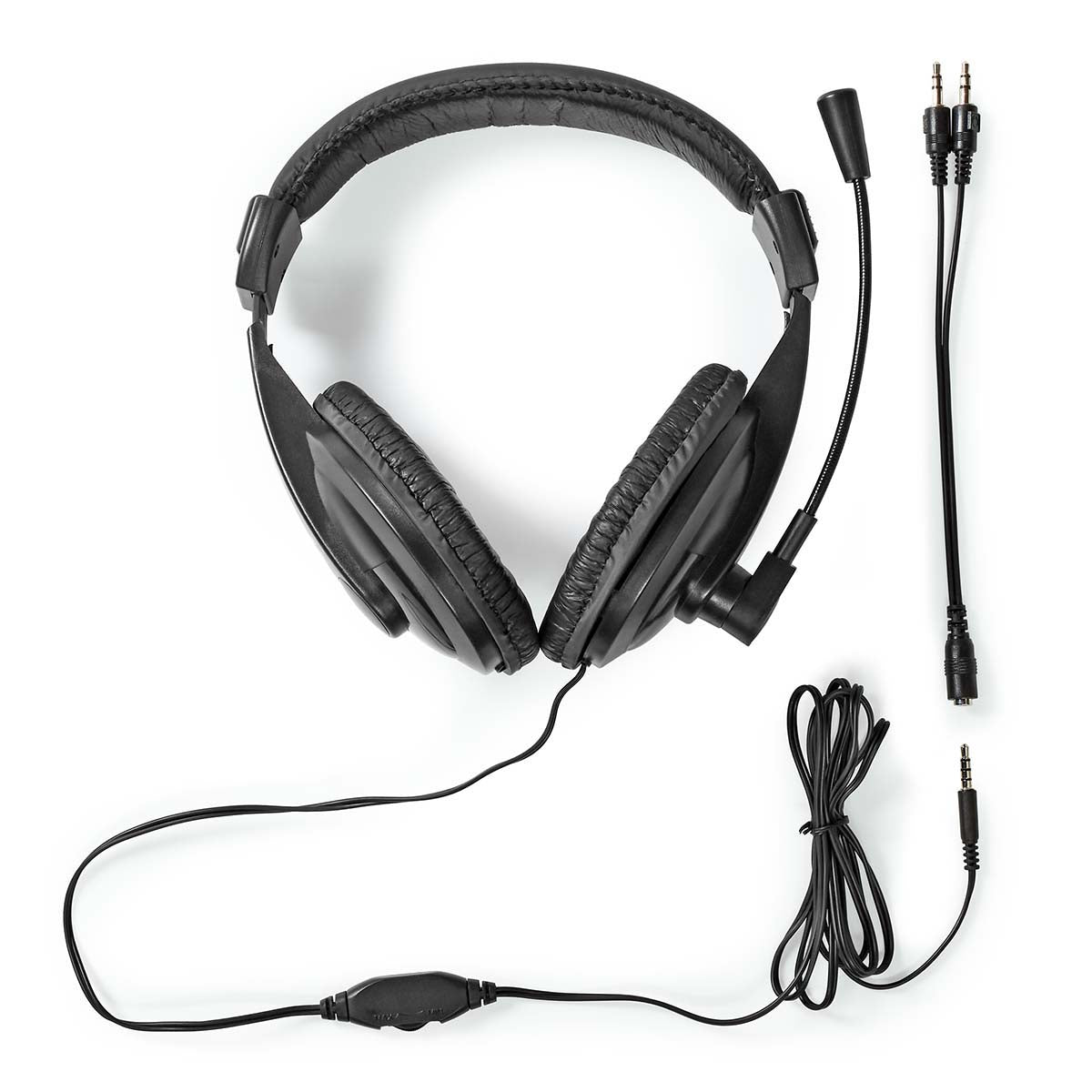 PC-Headset | Über Ohr | Stereo | 1x 3.5 mm / 2x 3.5 mm | Klappbarer Mikrofon | Schwarz