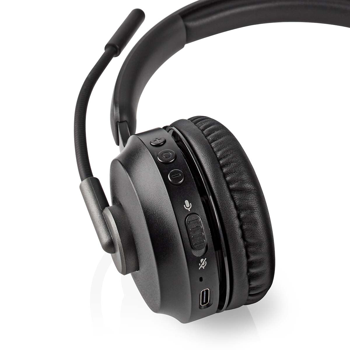 PC-Headset | Auf Ohr | Stereo | Bluetooth | Klappbarer Mikrofon | Schwarz