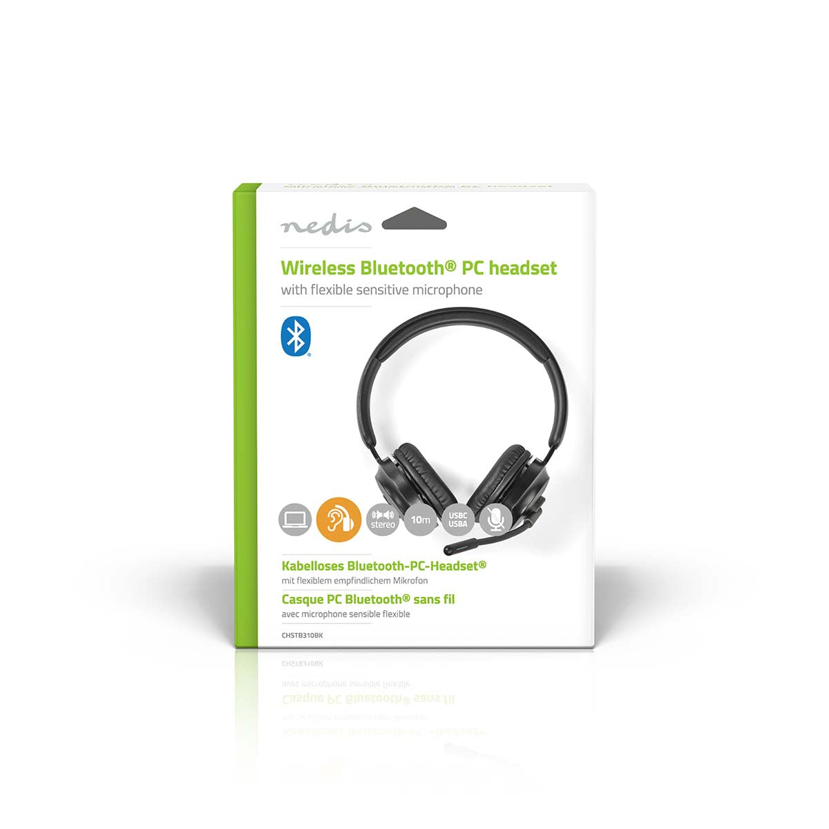 PC-Headset | Auf Ohr | Stereo | Bluetooth | Klappbarer Mikrofon | Schwarz