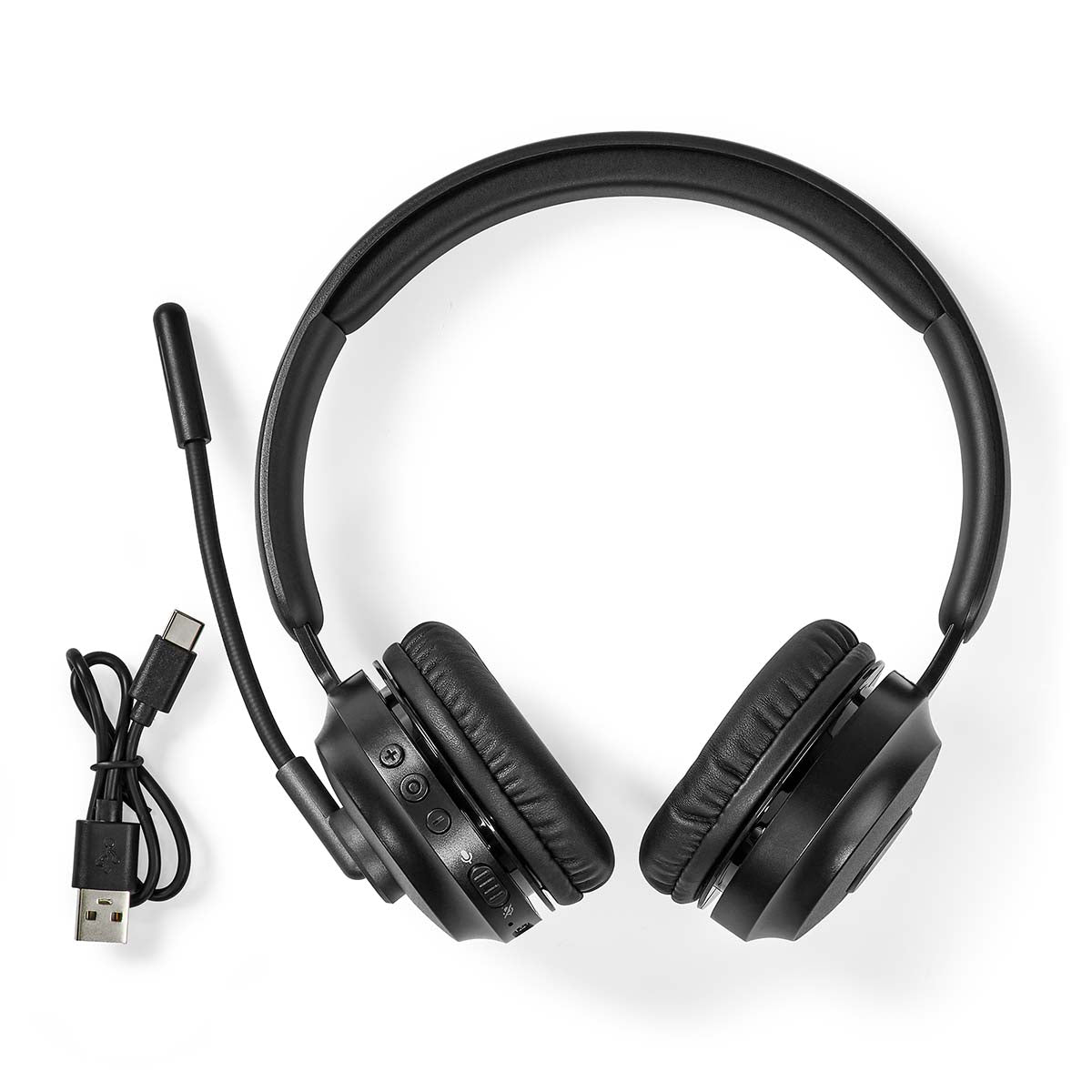 PC-Headset | Auf Ohr | Stereo | Bluetooth | Klappbarer Mikrofon | Schwarz