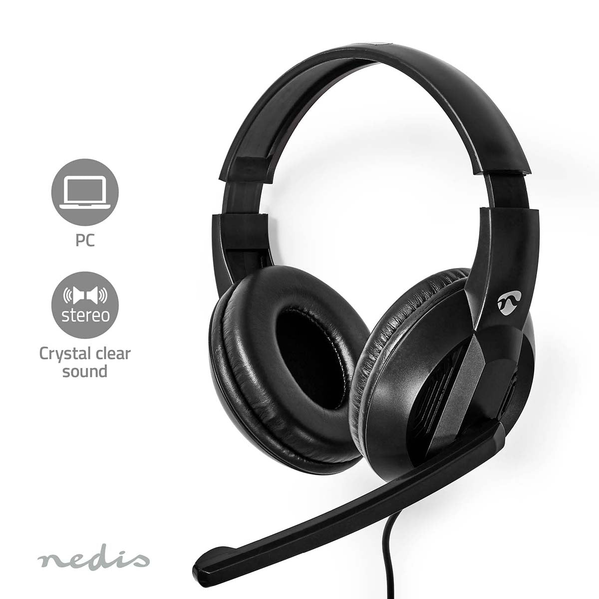 PC-Headset | Über Ohr | Stereo | USB Type-A / USB Type-C™ | Klappbarer Mikrofon | Schwarz