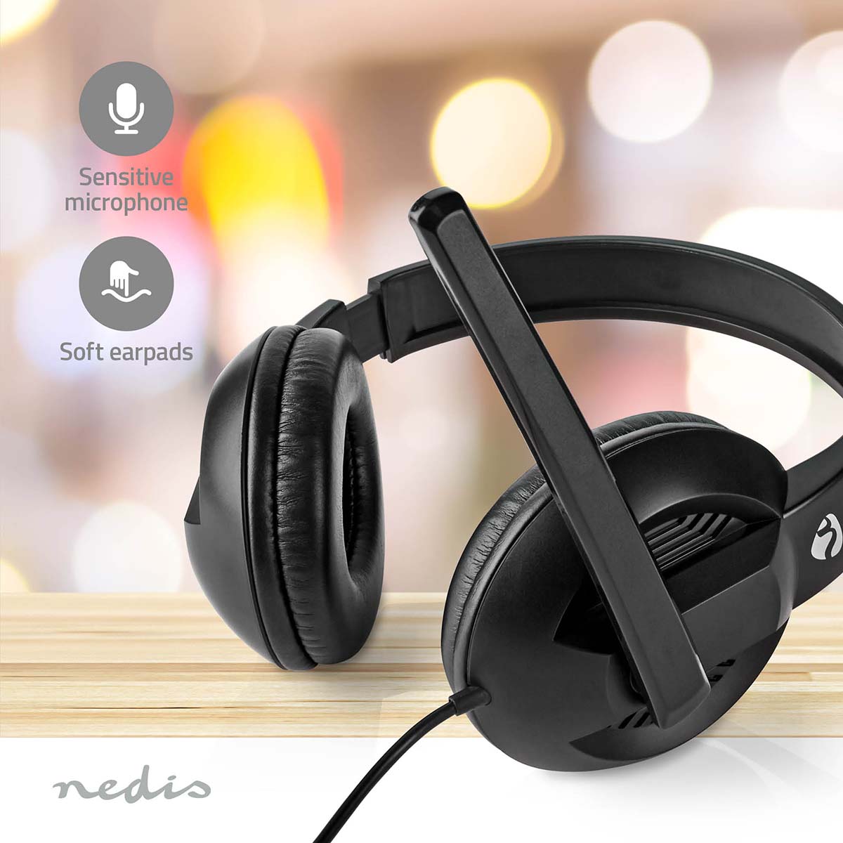 PC-Headset | Über Ohr | Stereo | USB Type-A / USB Type-C™ | Klappbarer Mikrofon | Schwarz