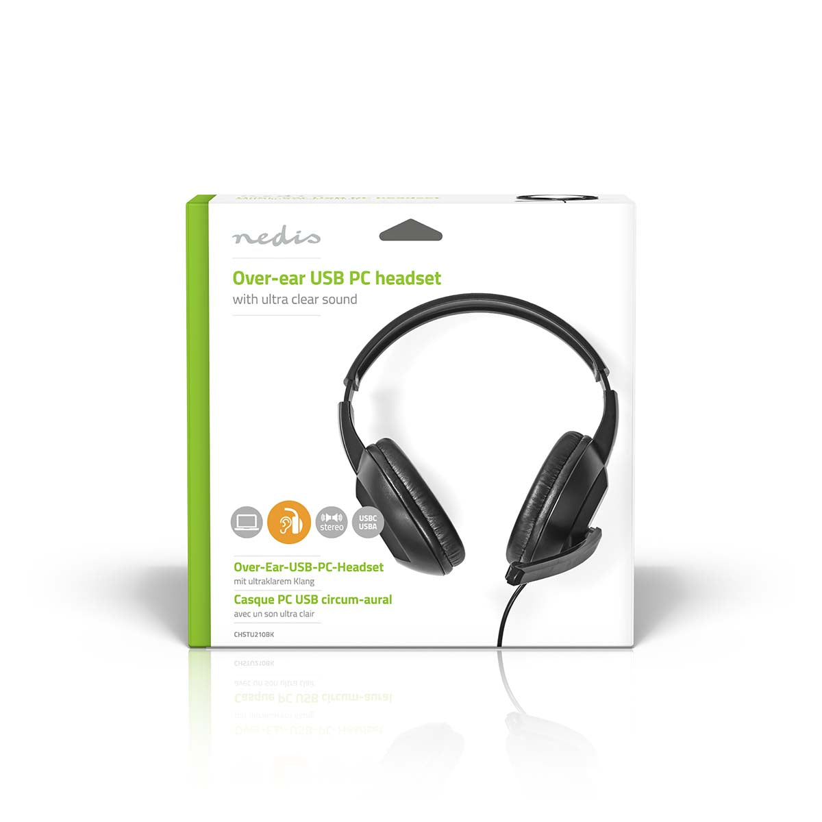 PC-Headset | Über Ohr | Stereo | USB Type-A / USB Type-C™ | Klappbarer Mikrofon | Schwarz