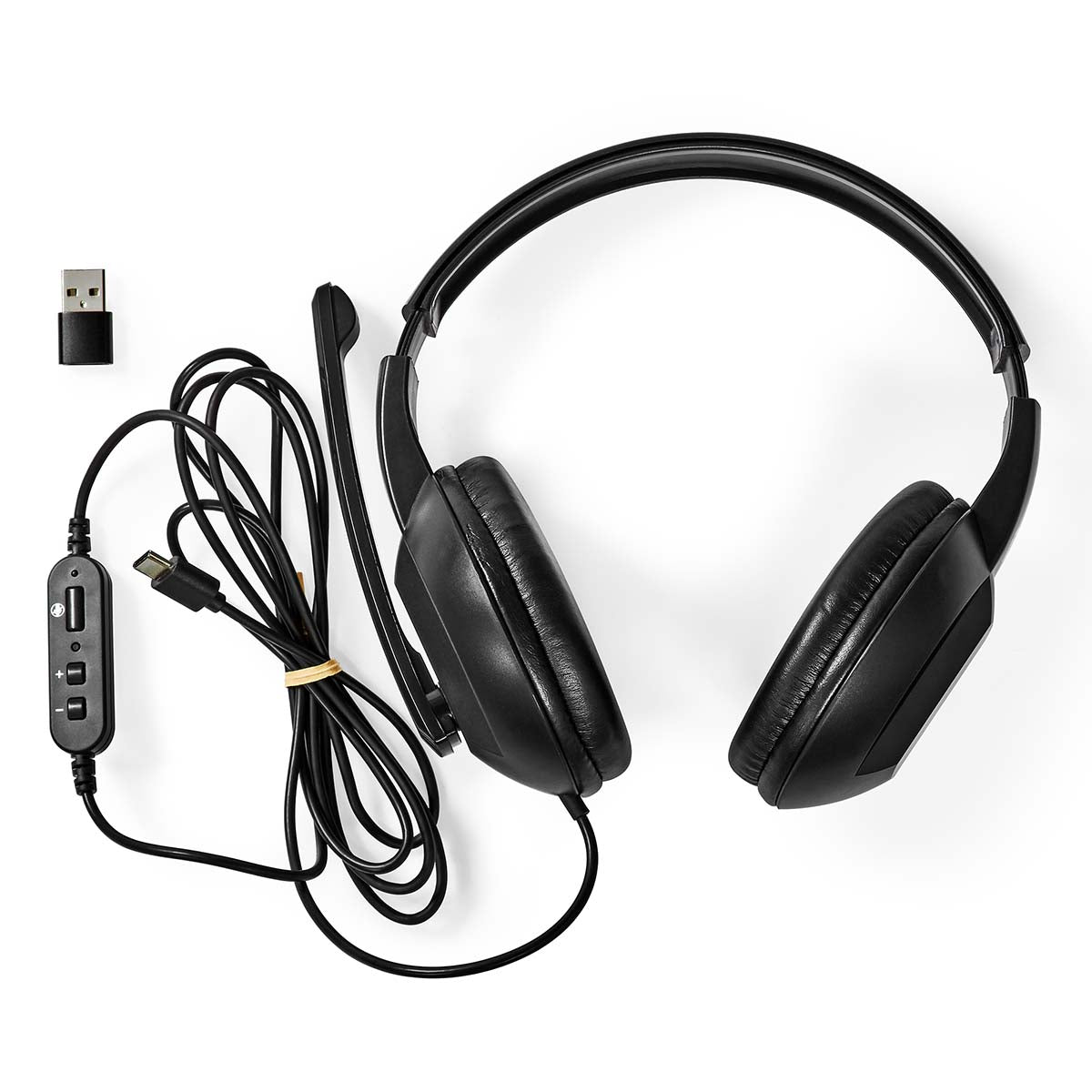 PC-Headset | Über Ohr | Stereo | USB Type-A / USB Type-C™ | Klappbarer Mikrofon | Schwarz