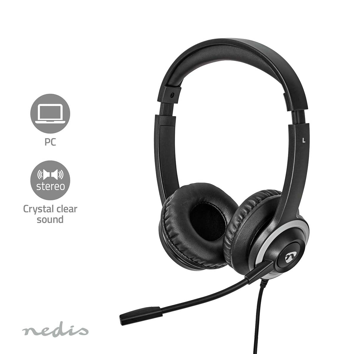 PC-Headset | Auf Ohr | Stereo | USB Type-A / USB Type-C™ | Klappbarer Mikrofon | Schwarz