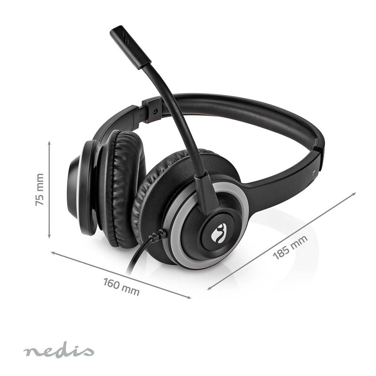 PC-Headset | Auf Ohr | Stereo | USB Type-A / USB Type-C™ | Klappbarer Mikrofon | Schwarz