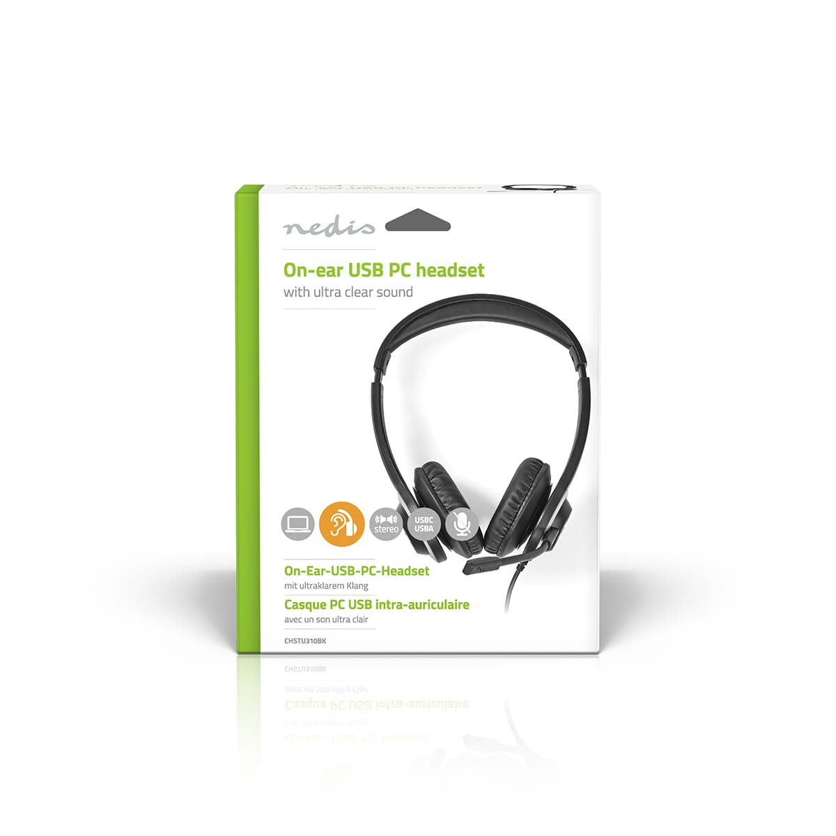 PC-Headset | Auf Ohr | Stereo | USB Type-A / USB Type-C™ | Klappbarer Mikrofon | Schwarz