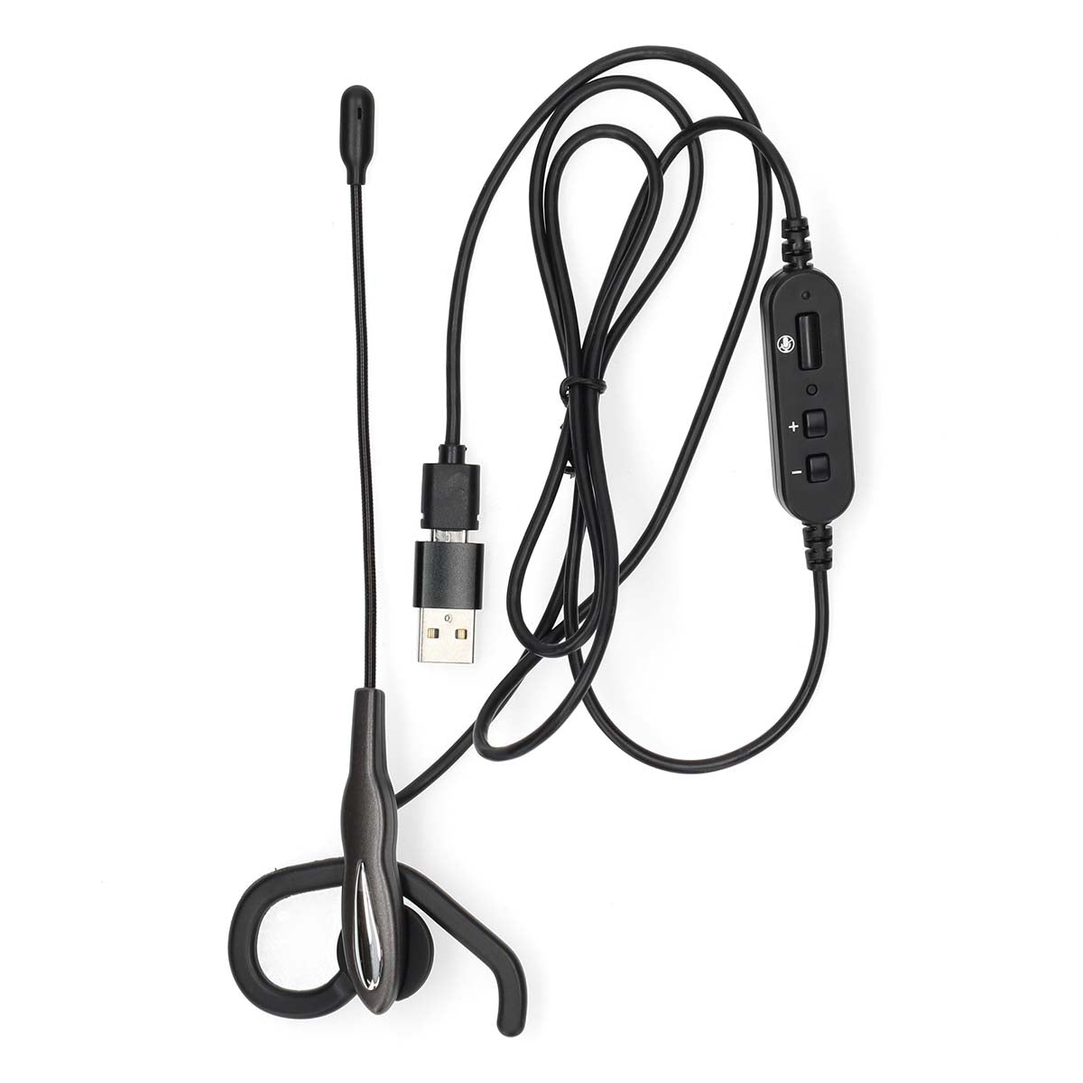 PC-Headset | Im Ohr | Mono | USB Type-A / USB Type-C™ | Klappbarer Mikrofon | Schwarz