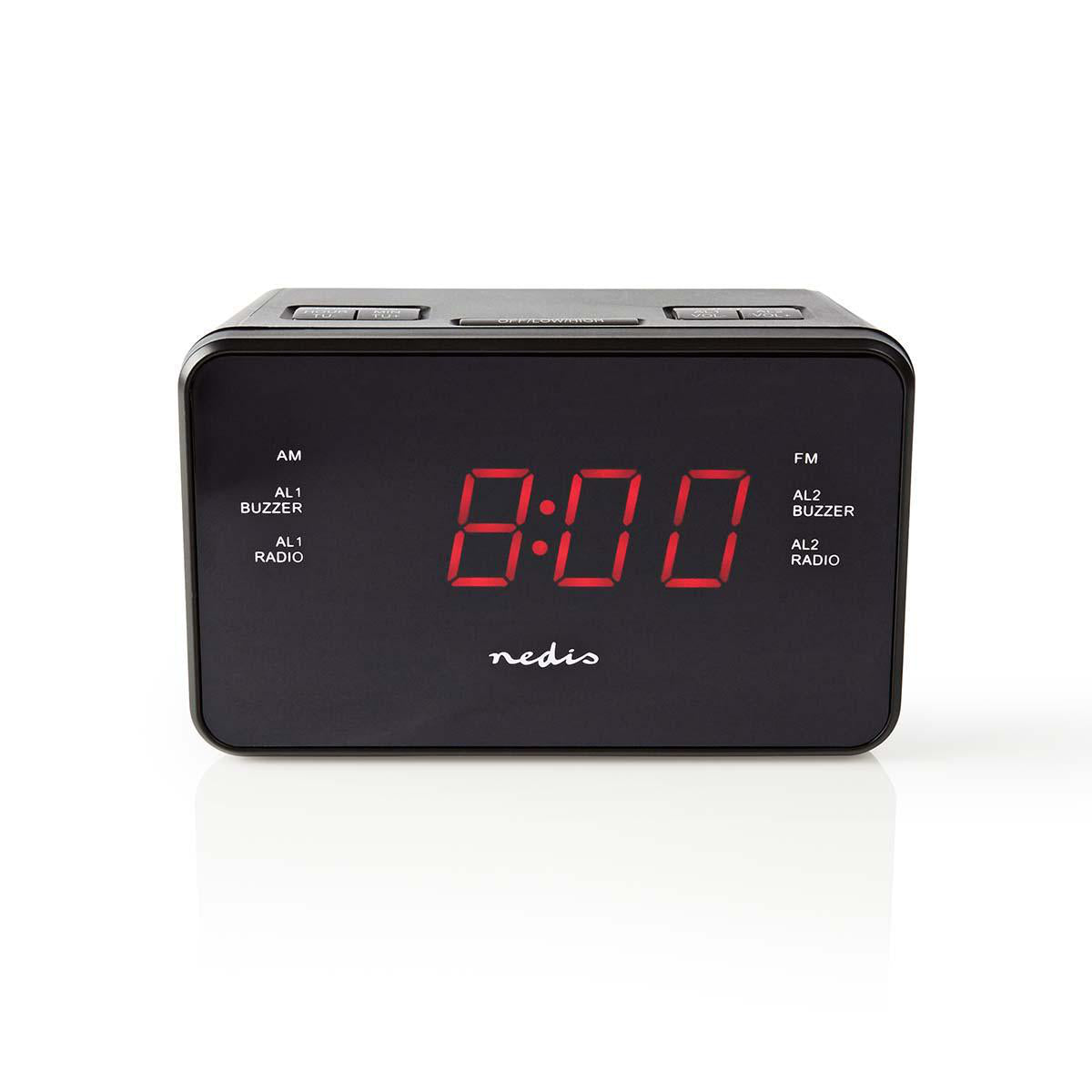 Digital-Wecker-Radio | LED-Anzeige | 1x 3,5 mm Audio-Eingang | Zeitprojektion | AM / FM | Snooze-Funktion | Sleep Timer | Anzahl Alarme: 2 | Schwarz