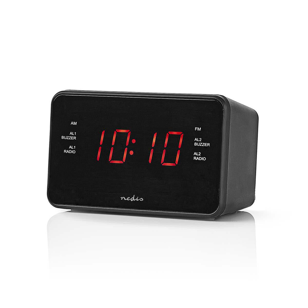 Digital-Wecker-Radio | LED-Anzeige | 1x 3,5 mm Audio-Eingang | Zeitprojektion | AM / FM | Snooze-Funktion | Sleep Timer | Anzahl Alarme: 2 | Schwarz