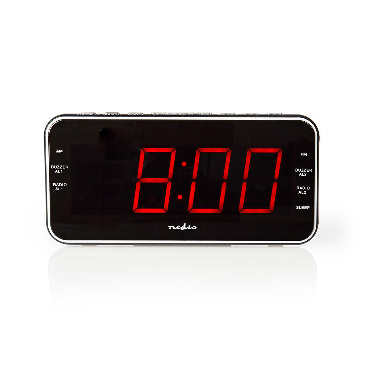 Digital-Wecker-Radio | LED-Anzeige | 1x 3,5 mm Audio-Eingang | Zeitprojektion | AM / FM | Snooze-Funktion | Sleep Timer | Anzahl Alarme: 2 | Schwarz