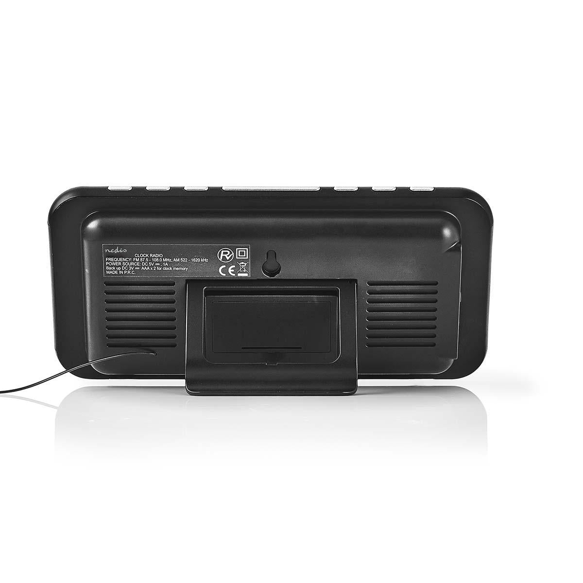 Digital-Wecker-Radio | LED-Anzeige | 1x 3,5 mm Audio-Eingang | Zeitprojektion | AM / FM | Snooze-Funktion | Sleep Timer | Anzahl Alarme: 2 | Schwarz