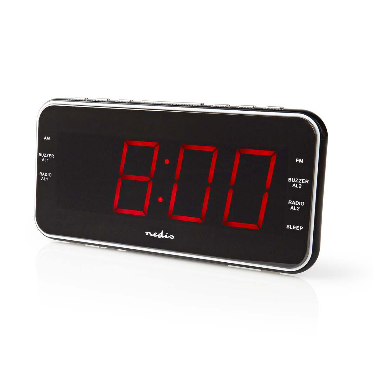 Digital-Wecker-Radio | LED-Anzeige | 1x 3,5 mm Audio-Eingang | Zeitprojektion | AM / FM | Snooze-Funktion | Sleep Timer | Anzahl Alarme: 2 | Schwarz