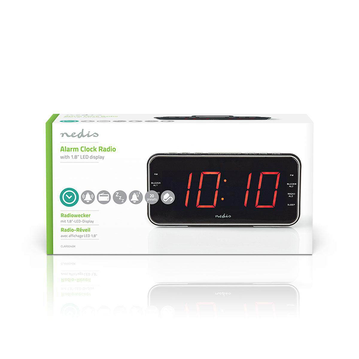 Digital-Wecker-Radio | LED-Anzeige | 1x 3,5 mm Audio-Eingang | Zeitprojektion | AM / FM | Snooze-Funktion | Sleep Timer | Anzahl Alarme: 2 | Schwarz