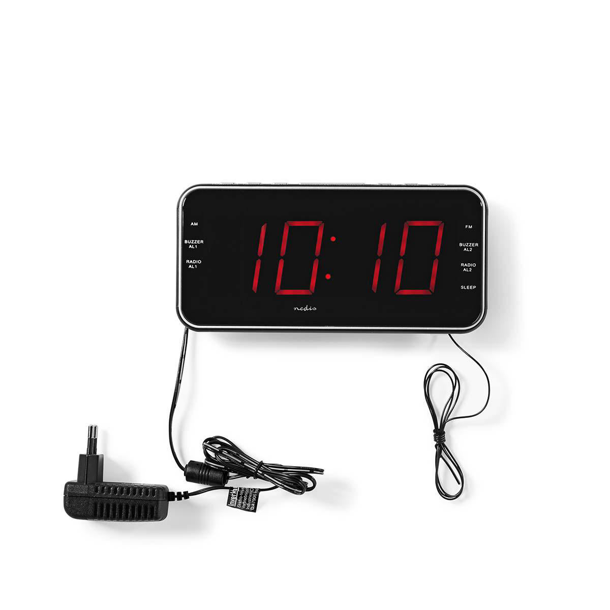 Digital-Wecker-Radio | LED-Anzeige | 1x 3,5 mm Audio-Eingang | Zeitprojektion | AM / FM | Snooze-Funktion | Sleep Timer | Anzahl Alarme: 2 | Schwarz