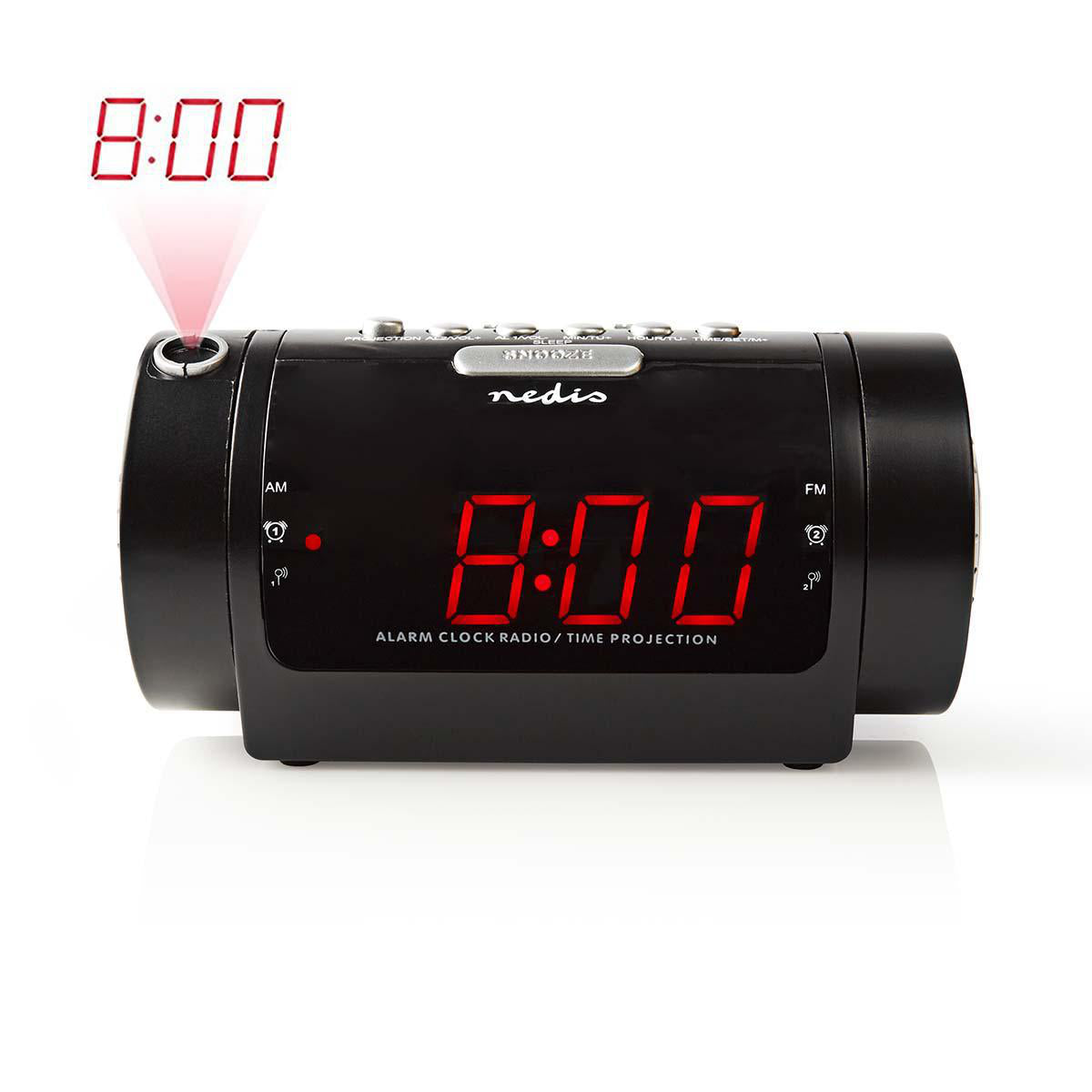 Digital-Wecker-Radio | LED-Anzeige | Zeitprojektion | AM / FM | Snooze-Funktion | Sleep Timer | Anzahl Alarme: 2 | Schwarz