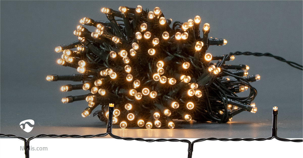 Weihnachtsbeleuchtung | Schnur | 192 LED's | Warmweiss | 14.40 m | Lichteffekte: 7 | Innen- und Aussenbereich | Batteriebetrieben