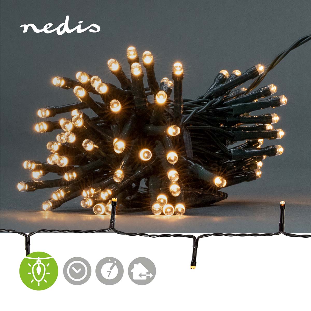 Weihnachtsbeleuchtung | Schnur | 48 LED's | Warmweiss | 3.60 m | Lichteffekte: 7 | Innen- und Aussenbereich | Batteriebetrieben