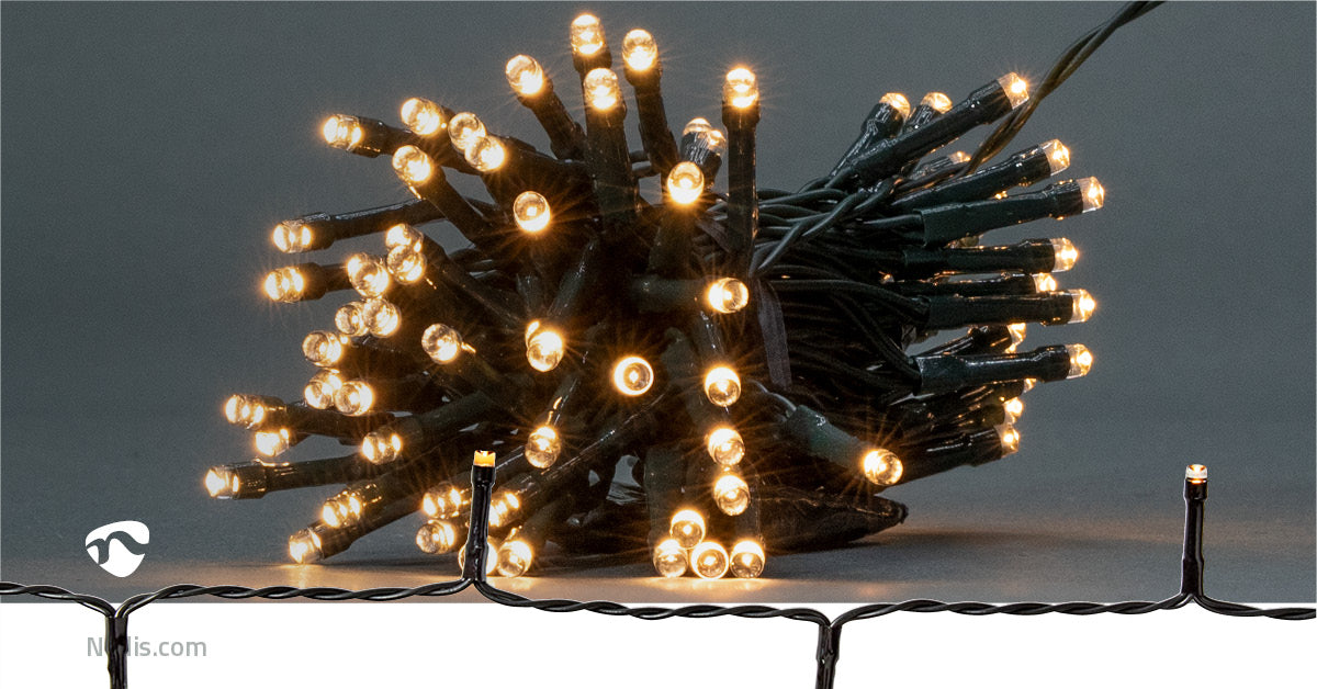 Weihnachtsbeleuchtung | Schnur | 96 LED's | Warmweiss | 7.20 m | Lichteffekte: 7 | Innen- und Aussenbereich | Batteriebetrieben