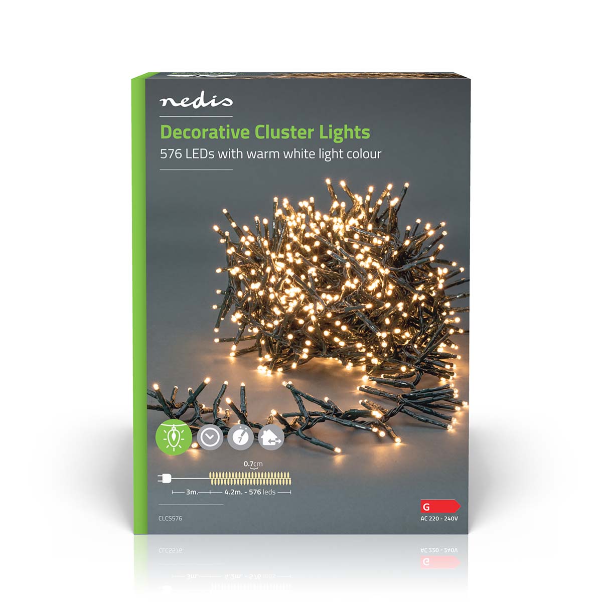 Weihnachtsbeleuchtung | Cluster | 576 LED's | Warmweiss | 4.20 m | Lichteffekte: 7 | Innen- und Aussenbereich | Netzstromversorgung