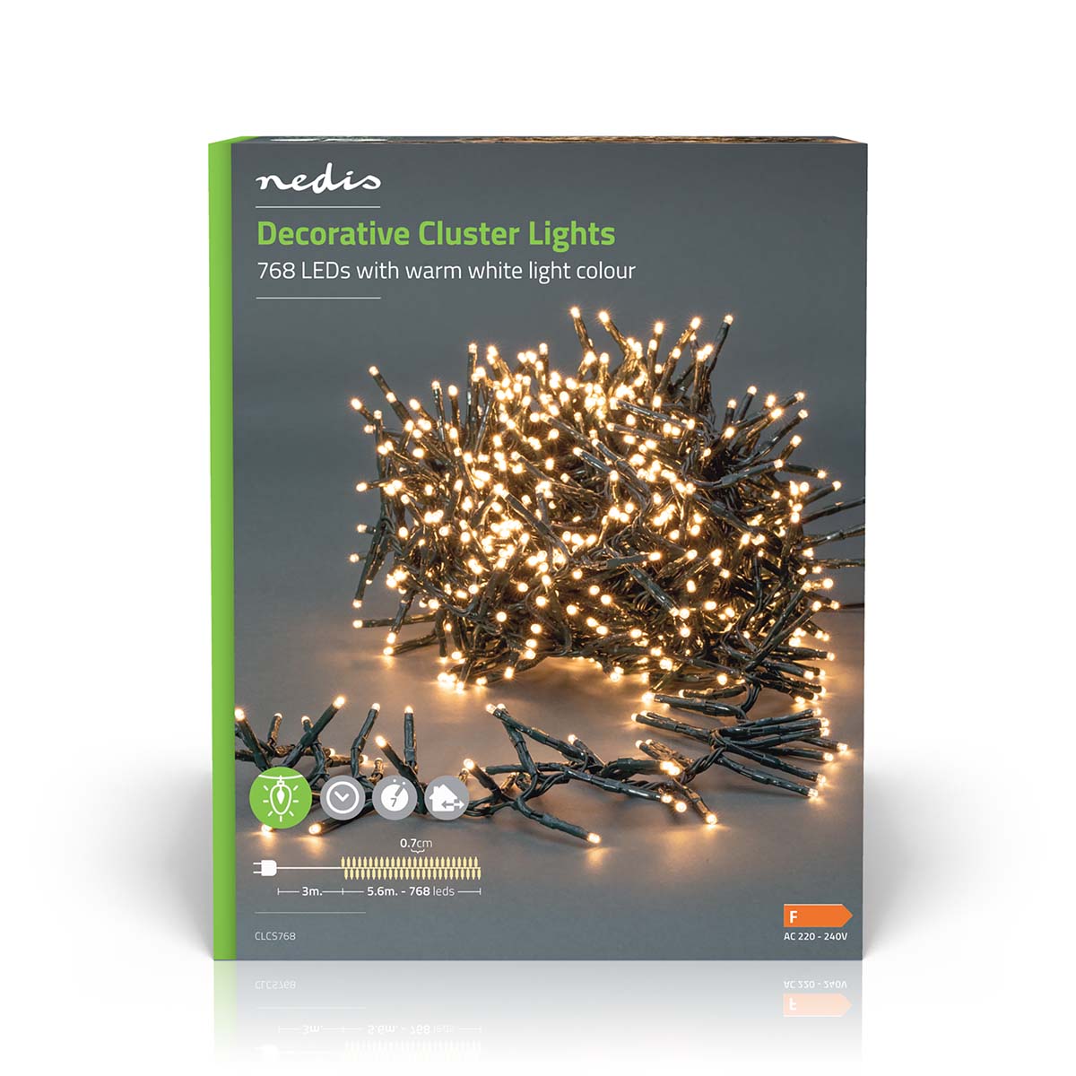 Weihnachtsbeleuchtung | Cluster | 768 LED's | Warmweiss | 5.60 m | Lichteffekte: 7 | Innen- und Aussenbereich | Netzstromversorgung