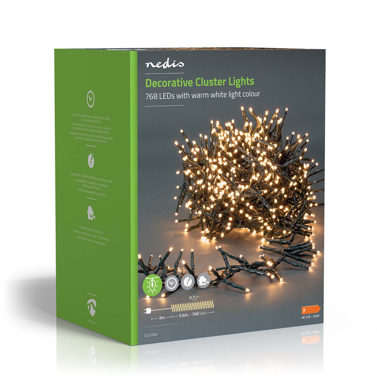 Weihnachtsbeleuchtung | Cluster | 768 LED's | Warmweiss | 5.60 m | Lichteffekte: 7 | Innen- und Aussenbereich | Netzstromversorgung