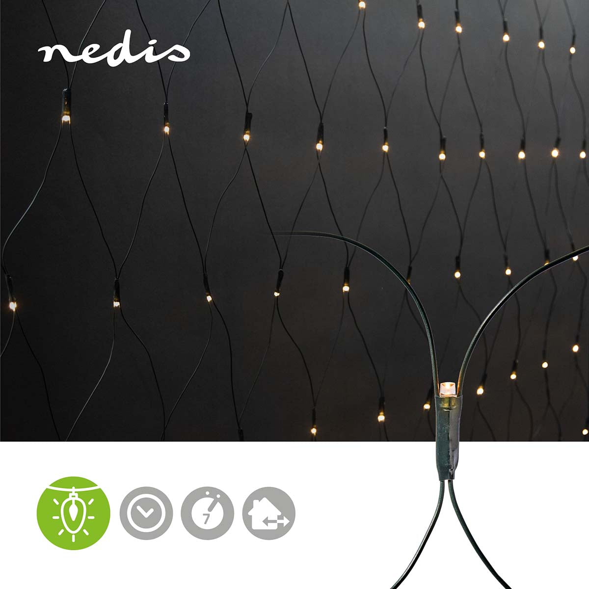 Dekorative Netzlichter | Warmweiss | 160 LED's | 2 x 1 m | Lichteffekte: 7 | Innen- und Aussenbereich | Netzstromversorgung