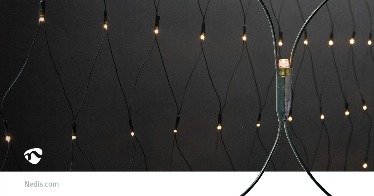 Dekorative Netzlichter | Warmweiss | 160 LED's | 2 x 1 m | Lichteffekte: 7 | Innen- und Aussenbereich | Netzstromversorgung